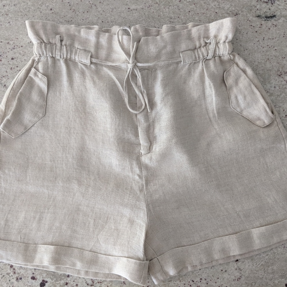 Linen tie shorts